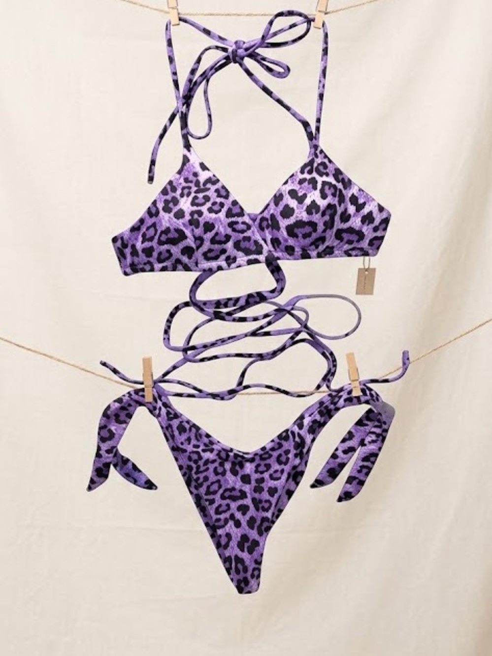 Zaful Purple Leopard Print String Bikini| Medium